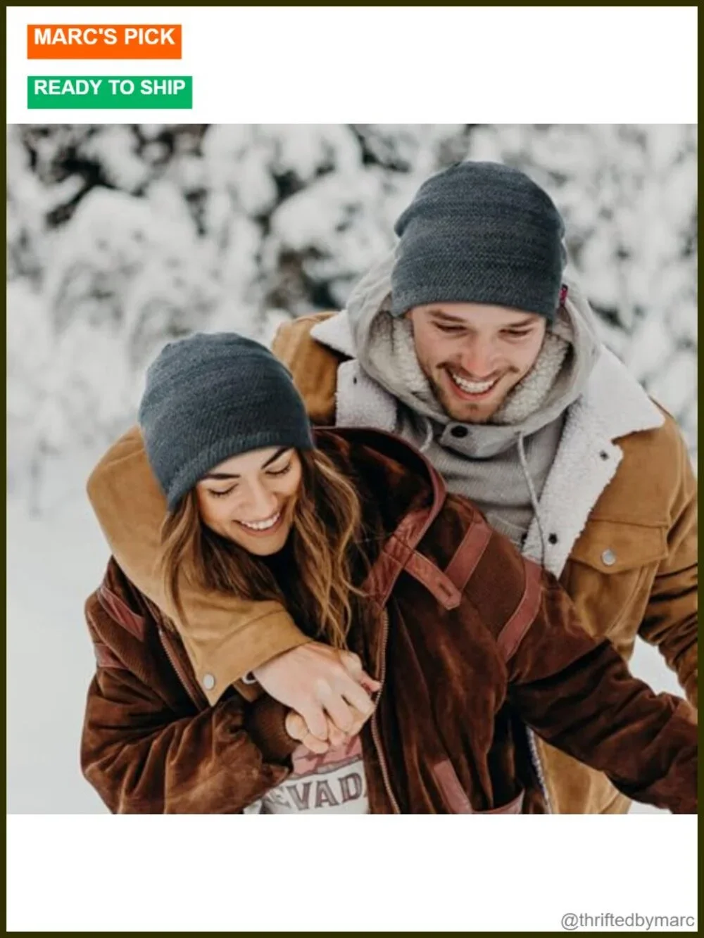 Reversible Fleece Lined Knit Beanie Hat 2 Pack Windproof Outdoor Unisex